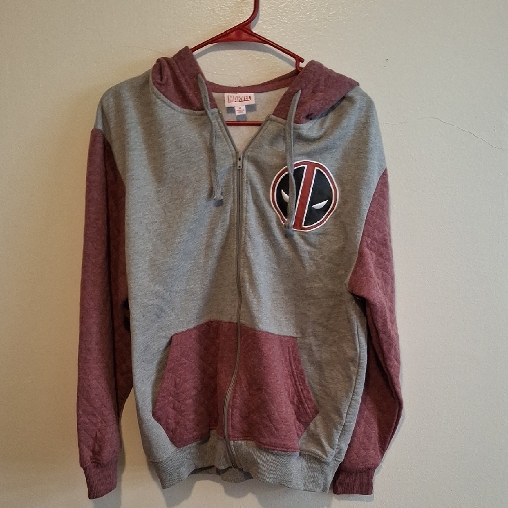 Marvel Gray and Maroon Deadpool Hoodie
